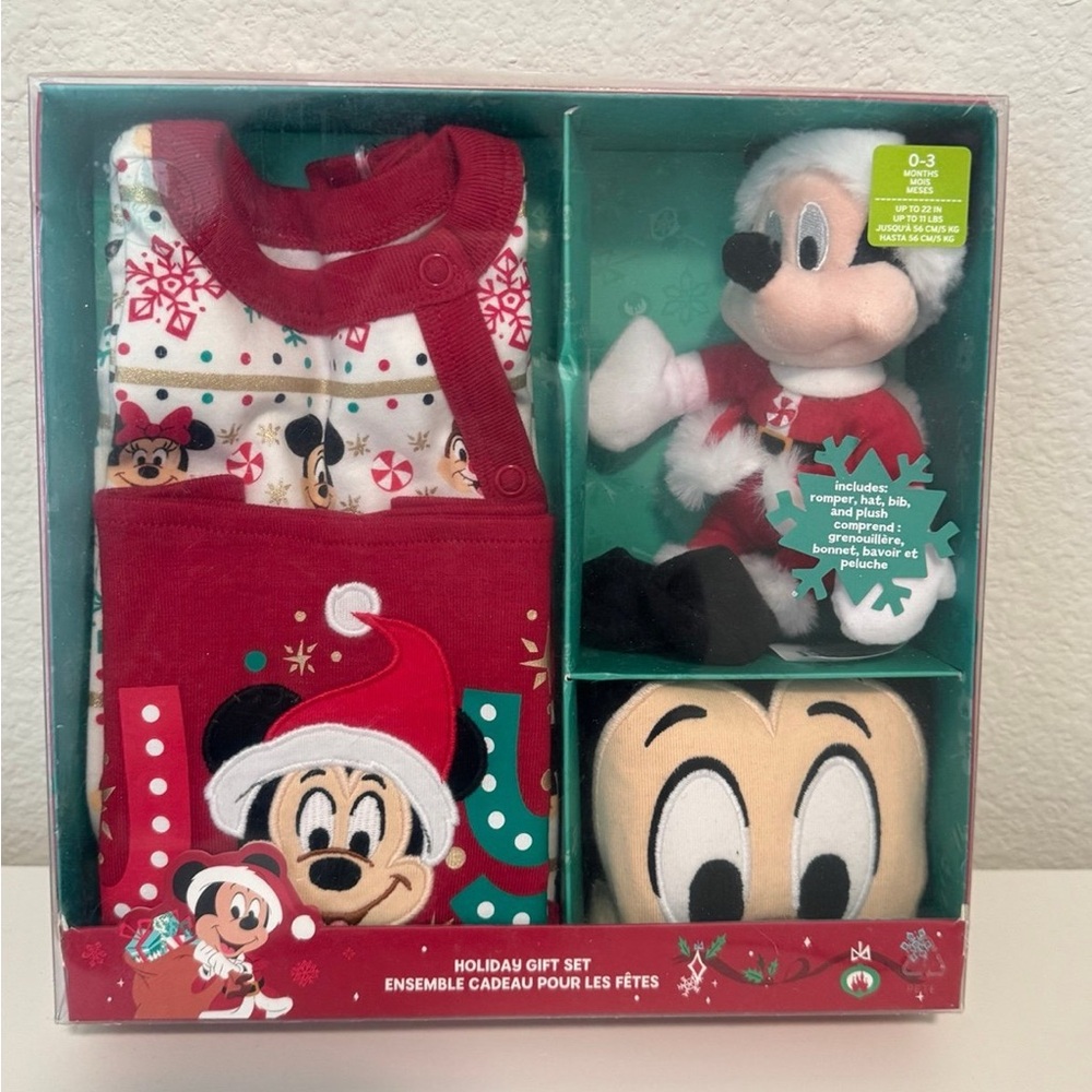 New Disney Mickey Mouse 4 piece Holiday Set SZ 0-3 MTHS